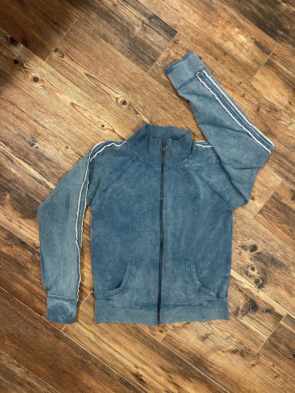 Steps Newyork Track Jacket Size L Blue Acid Wash